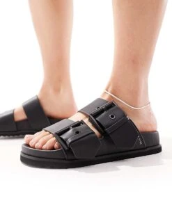 AllSaints Sian Leather Chunky Sandals In Black For Women