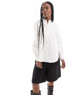 AllSaints Marcie Val Shirt With Sleeve Details In White For Women