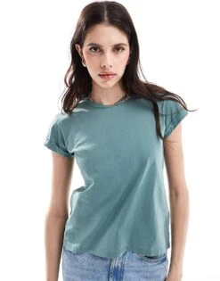 AllSaints Anna T-shirt In Teal For Women Silver Pine Green