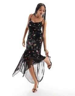 AllSaints Charlotte Kora Maxi Dress In Black For Women