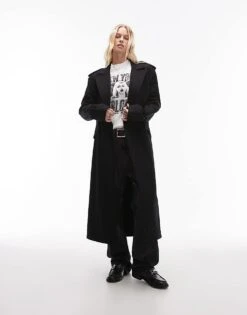 AllSaints Augusta Wool Blend Long Coat In Black For Women