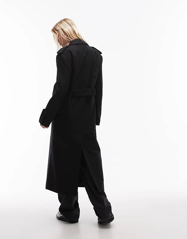AllSaints Augusta Wool Blend Long Coat In Black For Women - Image 3
