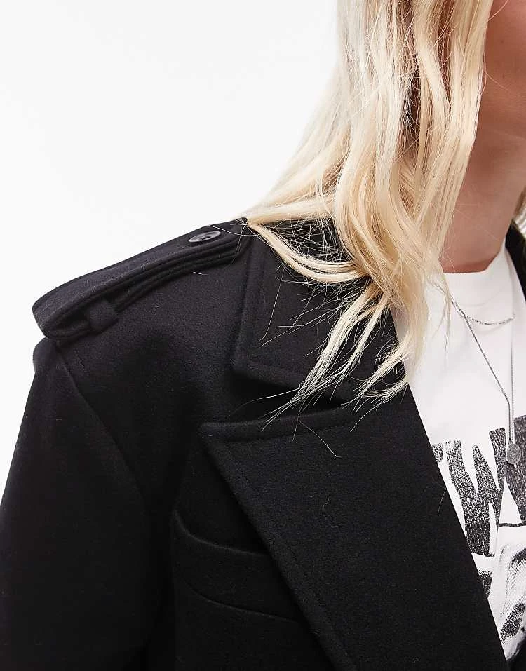 AllSaints Augusta Wool Blend Long Coat In Black For Women - Image 4