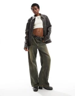 AllSaints Alkan Boyfriend Washed Leather Zip Jacket In Black For Women Vintage Black