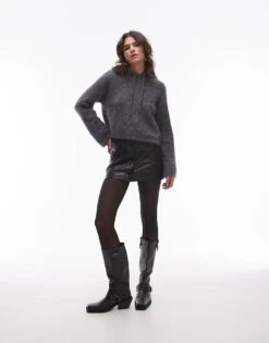 AllSaints Rock Leather Mini Skirt In Black For Women