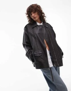 AllSaints Daylen Relaxed Leather Biker Jacket In Black For Women