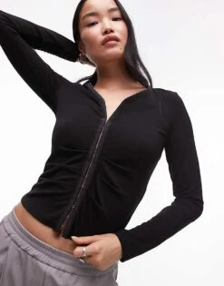 AllSaints Cadell Hook And Eye Top In Black For Women