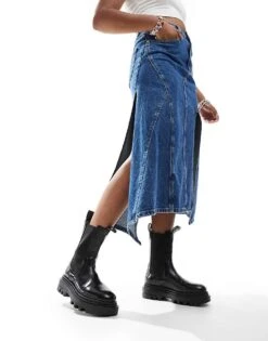 AllSaints Alex Leather Chunky Chelsea Boots In Black For Women Black Shine