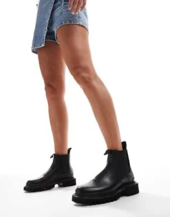 AllSaints Ada Leather Chelsea Boots In Black For Women