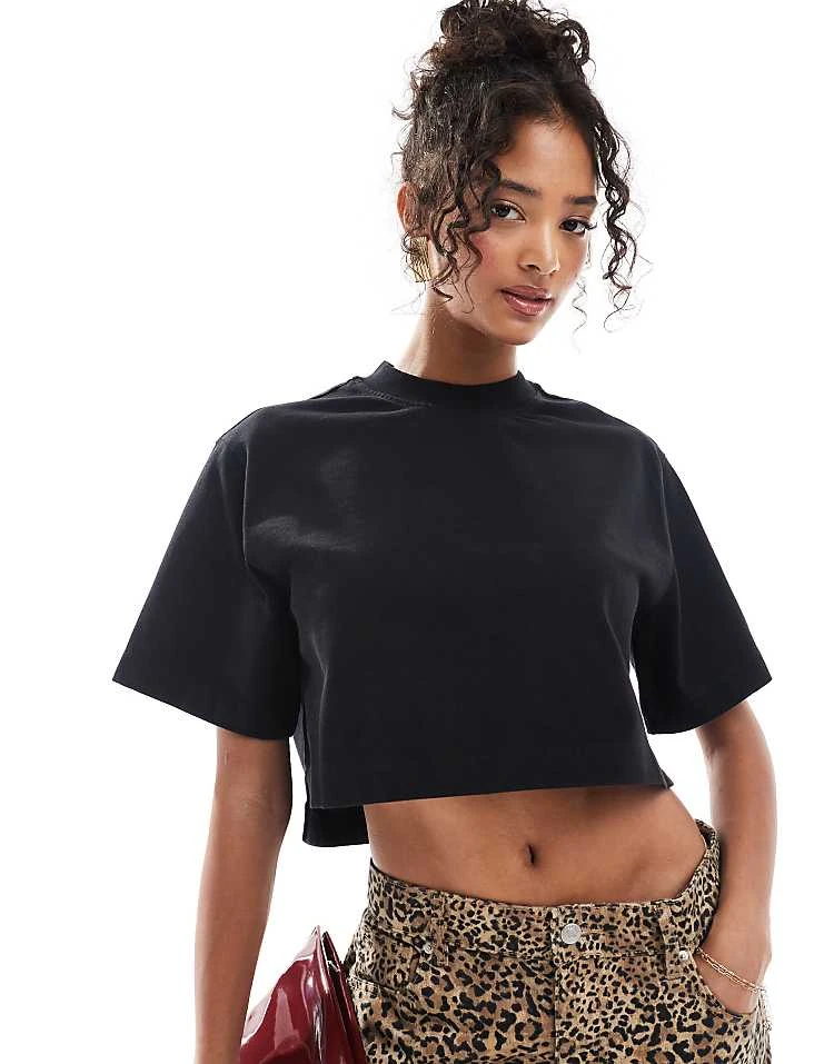 AllSaints Lottie Cropped T-shirt In Black For Women - Image 2