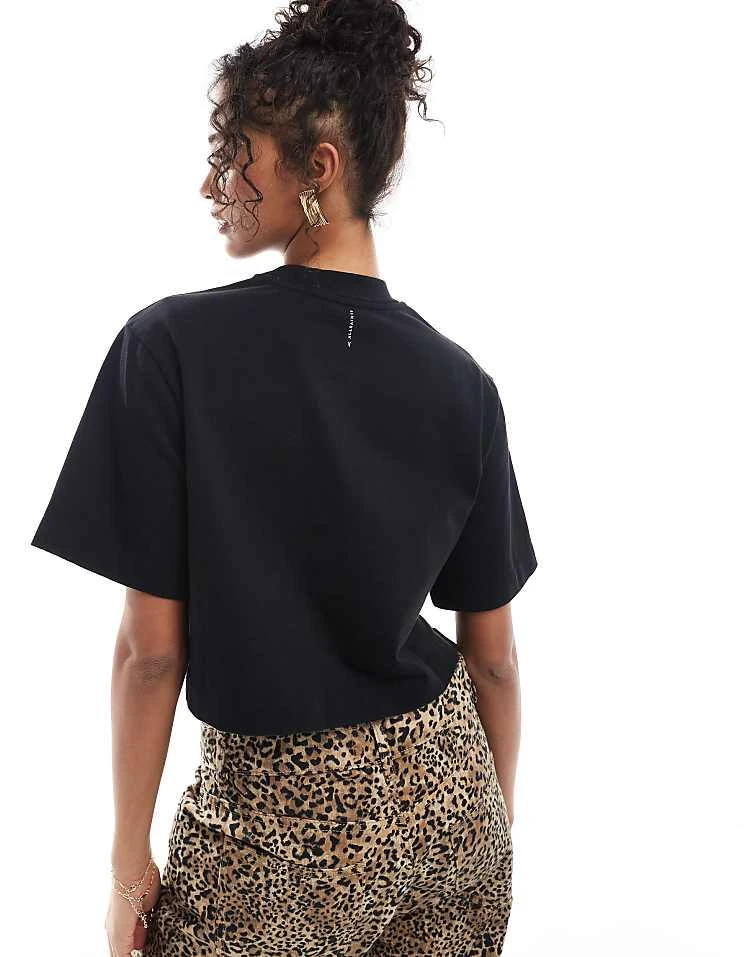 AllSaints Lottie Cropped T-shirt In Black For Women - Image 3