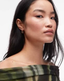 AllSaints Hex Earrings In Gold For Women Warm Brass