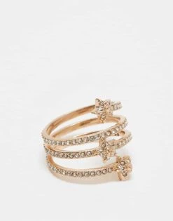 AllSaints Star Wrap Ring In Gold For Women Crystal