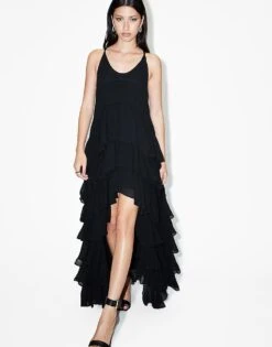 AllSaints Cavarly Tiered Ruffle Maxi Dress In Black For Women