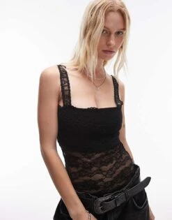 AllSaints Charli Lace Bodysuit In Black For Women