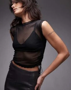 AllSaints Adara Lace Top In Black For Women