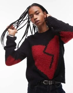 AllSaints Luvheart Crew Jumper In Black For Women