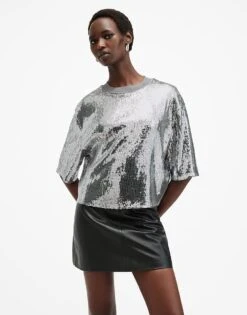 AllSaints Juela Tee In Silver For Women