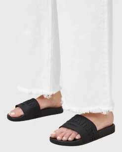 AllSaints Biggy Rubber Sliders In Black For Women