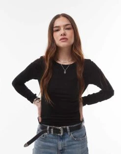 AllSaints Bec Long Sleeve Tee In Black For Women