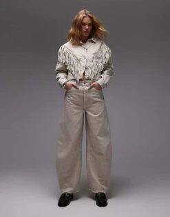 AllSaints Jett Barrel Jeans In Cream White For Women