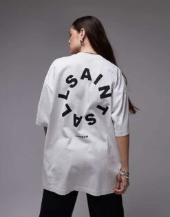 AllSaints Tierra Oversized T-shirt In Cool Grey For Women