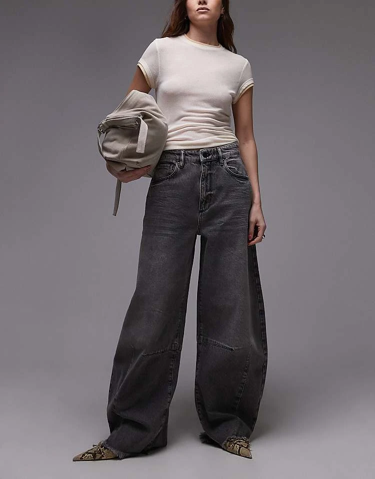 AllSaints Dane Barrel Jeans In Washed Grey For Women