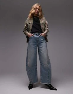 AllSaints Jett Barrel Jeans In Light Indigo For Women