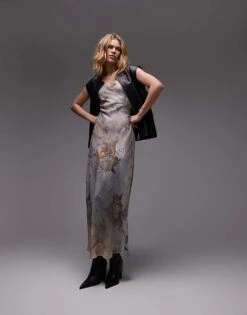 AllSaints Bryony Maxi Dress In Bloom Soft Blue For Women