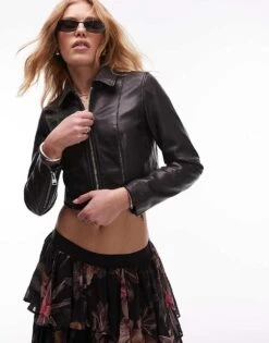 AllSaints Alma Leather Jacket In Black For Women